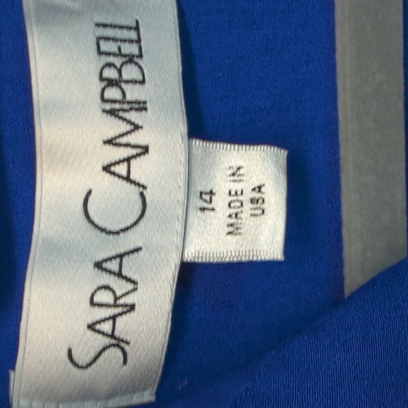 Sara Campbell Split Neck Scalloped Sleeveless Shift Dress in Royal Blue - 14 EUC - Picture 7 of 10